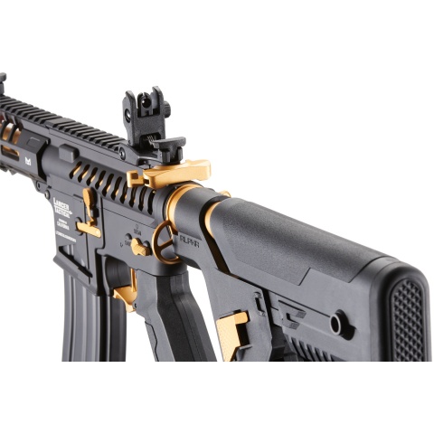 Lancer Tactical Low FPS Enforcer Needletail Skeleton AEG with Alpha Stock (Color: Black & Gold)