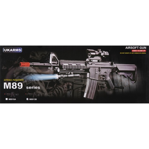 UK Arms Heavy Version Large Magazine M4 Airsoft Spring Rifle w/ Flashlight and Red Dot Sight (Color: Black)