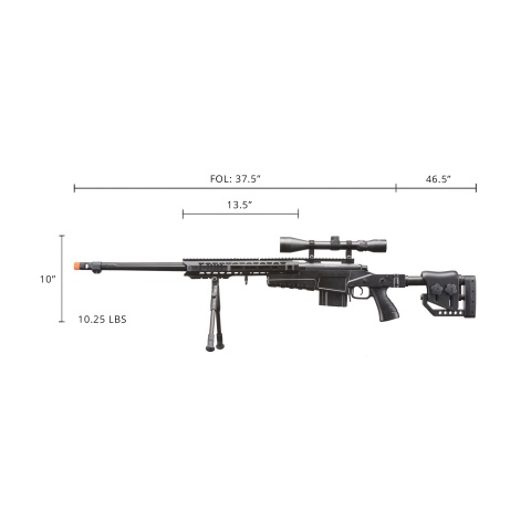 WellFire MB4419-2BAB Bolt Action Airsoft Sniper Rifle (Color: Black)