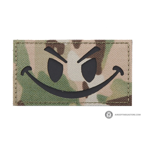 Reflective Evil Smiley Morale Patch (Color: Multi-Camo)