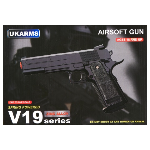 UK Arms 2011 Alloy Series Spring Airsoft Pistol (Color: Black)