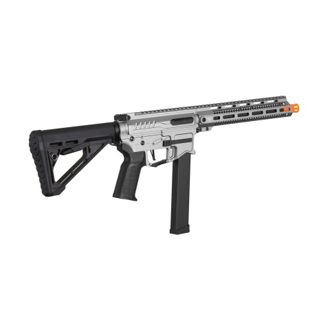 Zion Arms R&D Precision Licensed PW9 Mod 1 Long Rail Airsoft Rifle with Delta Stock (Color: Grey)