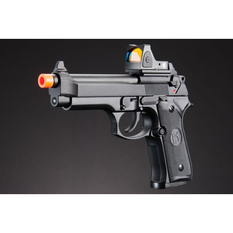 KLI KL92 Optic Ready 6mm Dual Power CO2 Gas Blowback Airsoft Pistol Red Dot Combo - (Black)