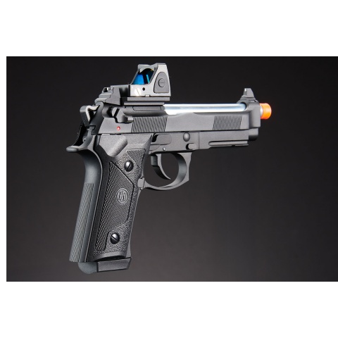 KLI KL-92 Elite IA Optic Ready 6mm Dual Power CO2/Gas Blowback Airsoft Pistol Red Dot Combo - (Black)