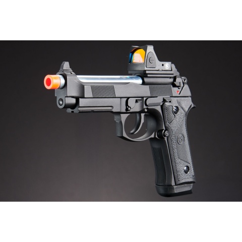 KLI KL-92 Elite IA Optic Ready 6mm Dual Power CO2/Gas Blowback Airsoft Pistol Red Dot Combo - (Black)