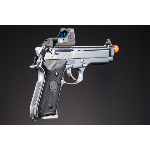 KLI KL-92 Platinum 6mm Dual Power CO2/Gas Blowback Airsoft Pistol Red Dot Combo - (Platinum)