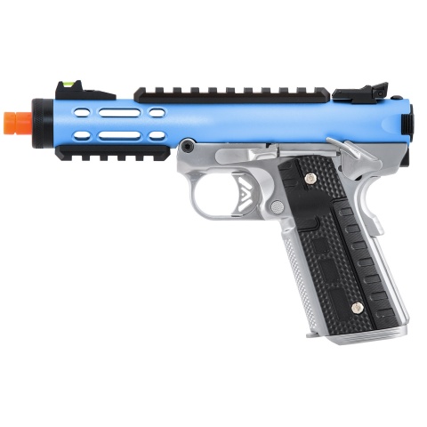 WE-Tech Galaxy 1911 Gas Blowback Airsoft Pistol (Color: Blue Slide w/ Silver Lower)