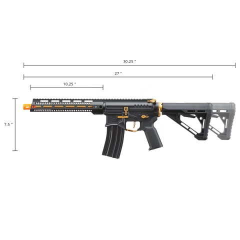 Zion Arms R15 Mod 1 Long Rail Airsoft Rifle with Delta Stock (Color: Black/Gold)
