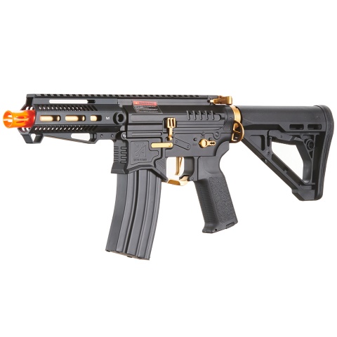 Zion Arms R15 Mod 1 Short Barrel Airsoft Rifle with Delta Stock (Color: Black & Gold)