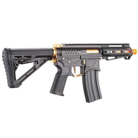 Zion Arms R15 Mod 1 Short Barrel Airsoft Rifle with Delta Stock (Color: Black & Gold)