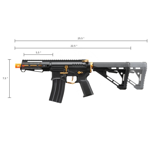 Zion Arms R15 Mod 1 Short Barrel Airsoft Rifle with Delta Stock (Color: Black & Gold)
