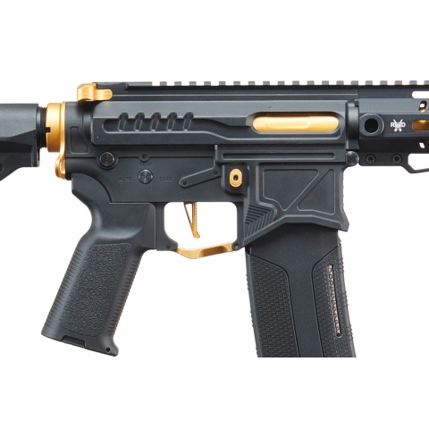 Zion Arms R15 Mod 1 Short Barrel Airsoft Rifle with Delta Stock (Color: Black & Gold)