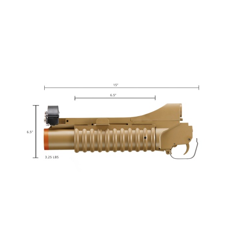 Double Bell Full Metal 40mm 3-in-1 M203 Airsoft Gas Grenade Launcher for M4/M16 Series Airsoft Rifles (Color: Tan)