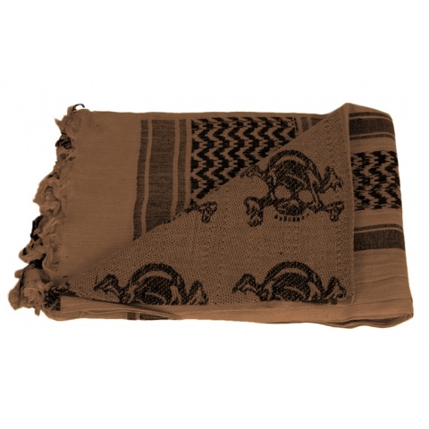 AMA Tactical Airsoft Cotton Shemagh [Skulls] - BROWN / BLACK