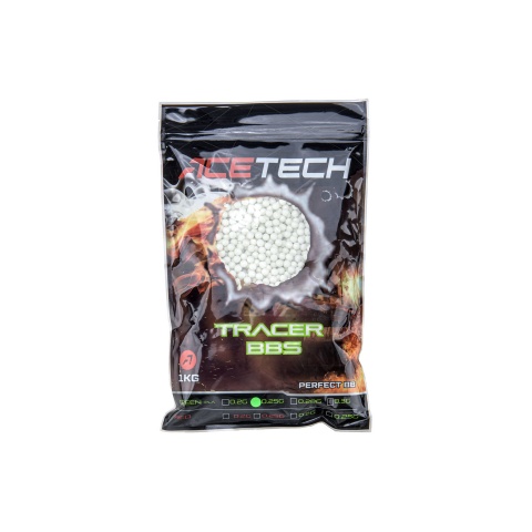 AceTech 1kg Bag of Round 0.25g Green Tracer BBs