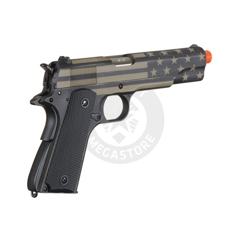 Army Armament Full Metal 1911 GBB Airsoft Pistol - Custom Cerakote Distressed Black/Tan Stars & Stripes