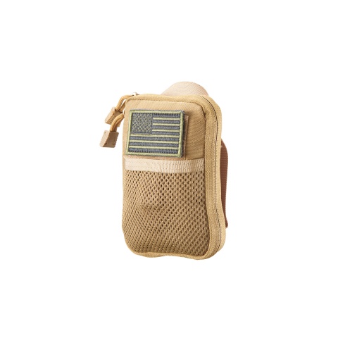 Code 11 Pocket Pouch with U.S. Flag Patch (Color: Tan)