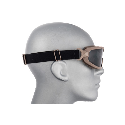 Lancer Tactical Double Layer Airsoft Goggles [Smoke Lens] - TAN