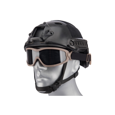 Lancer Tactical Double Layer Airsoft Goggles [Smoke Lens] - TAN