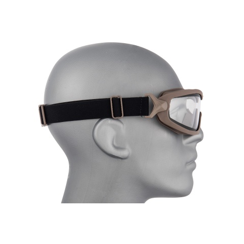 Lancer Tactical Double Layer Airsoft Goggles [Clear Lens] - TAN