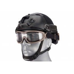 Lancer Tactical Double Layer Airsoft Goggles [Clear Lens] - TAN