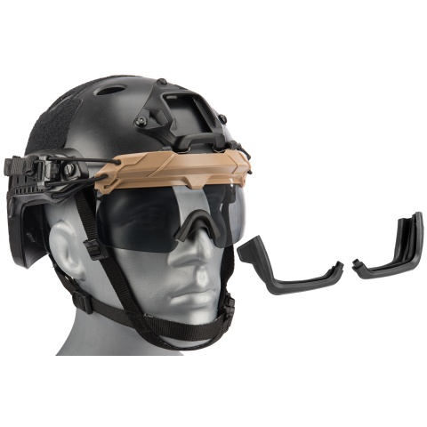 Lancer Tactical Safety Goggles for Helmets (Color: Tan)
