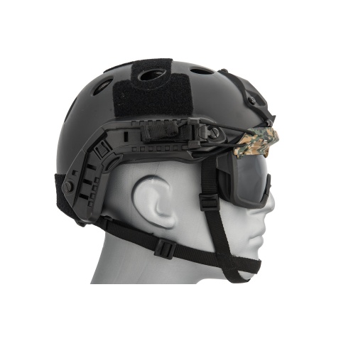 Lancer Tactical Smoked Lens Safety Goggles for Helmets (Color: Digital Woodland)