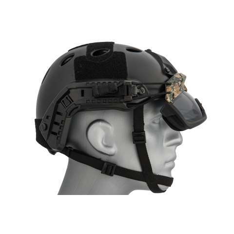 Lancer Tactical Smoked Lens Safety Goggles for Helmets (Color: Digital Woodland)