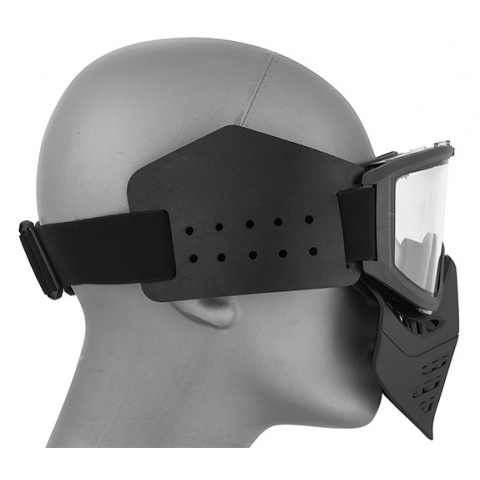 Lancer Tactical Ventilated Airsoft Full Face Mask [Clear Lens] - BLACK