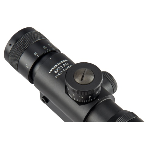 Lancer Tactical 4x21 AO Rifle Scope with Lens Caps (Color: Black)