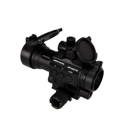 Lancer Tactical HD30L 1x30mm Green & Red Dot Sight with Red Laser Sight 2 MOA Red Dot Scope with Flip Up Lens Caps (Black)