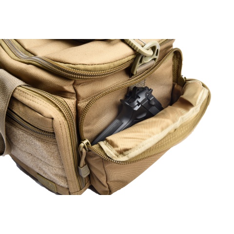 Lancer Tactical Weather Resistant Shooting Range Bag w/ Shoulder Strap (Color: Khaki)
