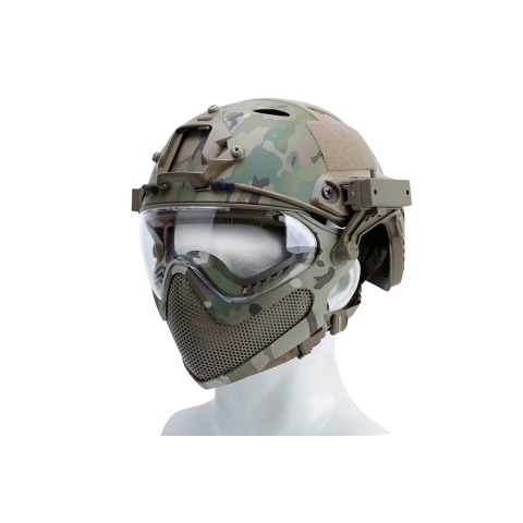 G-Force Pilot Full Face Helmet w/ Steel Mesh Face Guard (Color: Camo)