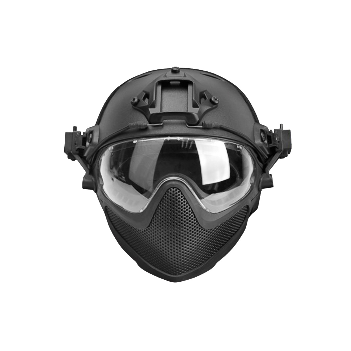 GForce Pilot Full Face Helmet w/ Steel Mesh Face Guard (Color Gray