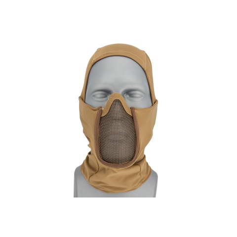 Lancer Tactical Shadow Warrior Hood Mesh Balaclava Face Mask (Color: Tan)