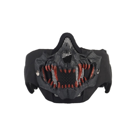 Fangs Mesh Lower Face Mask with Ear Protection (Color: Black)