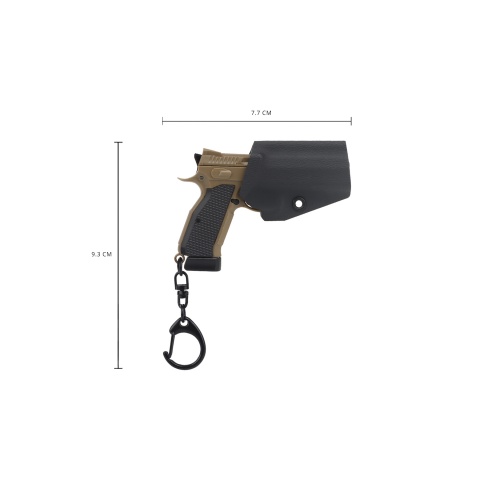Tactical Detachable Mini Pistol Keychain with Holster (Color: Tan)