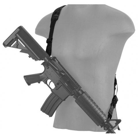 Lancer Tactical Airsoft Quick Detach 2-Point Padded Weapon Sling [Nylon] - BLACK