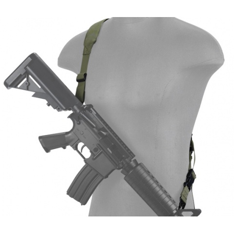 Lancer Tactical Airsoft Quick Detach 2-Point Padded Weapon Sling [Nylon] - OD GREEN