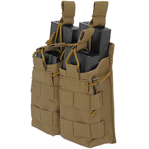 Lancer Tactical 600D Nylon Bungee Open Top M4 Magazine Pouch - TAN