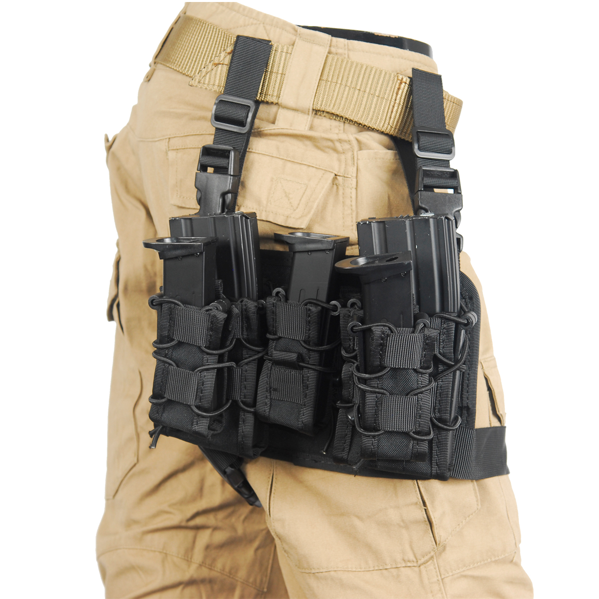 Lancer Tactical Magazine Pouch Leg Rig (Color Black) Airsoft Megastore