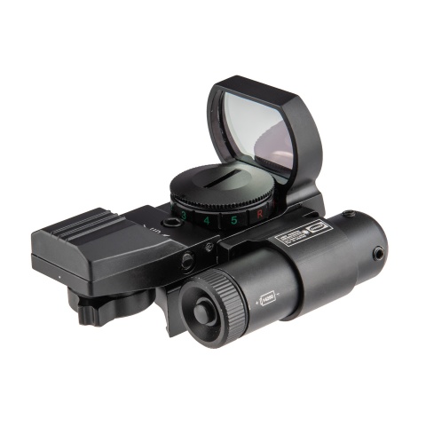 Lancer Tactical 4-Reticle Red/Green Dot Reflect Sight with Laser (Color: Black)