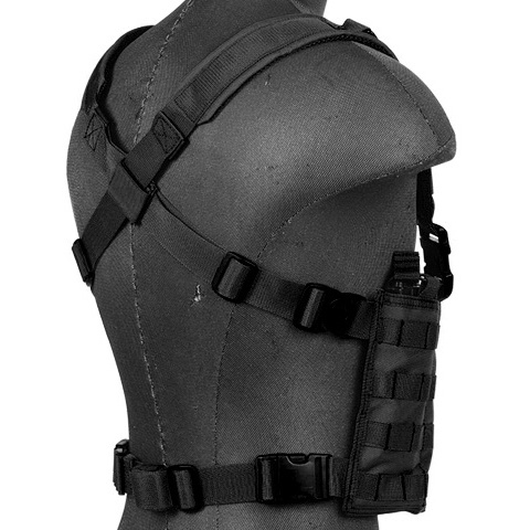 Lancer Tactical Airsoft Lightweight Magazine Pouch Chest Rig - BLACK