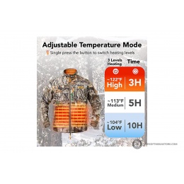 Lancer Tactical Large Size Rechargeable Heated Jacket for Hunting (Color: Camo)