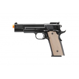 Double Bell Full Metal 1911 Gas Blowback Airsoft Pistol w/ Tan Grip (Color: Black)