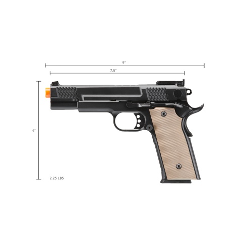 Double Bell Green Gas Full Metal 1911 Gas Blowback Airsoft Pistol w/ Tan Grip (Color: Black)