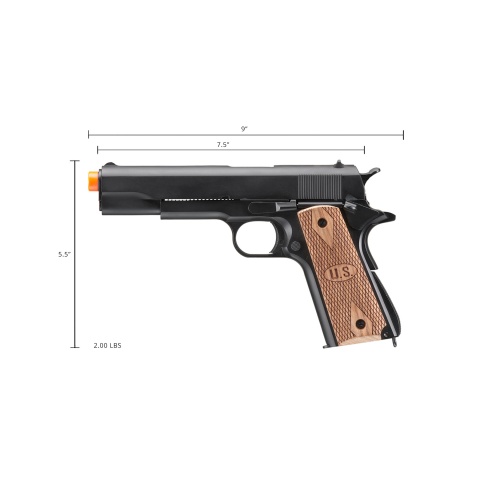 Double Bell M1911 Green Gas Blowback Airsoft Pistol w/ Wood Grip (Color: Black)
