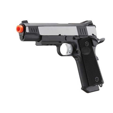 Double Bell M1911 Green Gas Blowback Airsoft Pistol w/ Silver Slide (Color: Black)