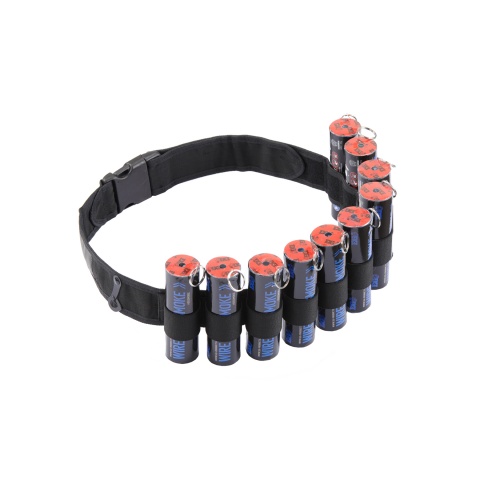 Enola Gaye Hang Ten Bandolier Belt for Airsoft Smoke Grenades (Color: Black)