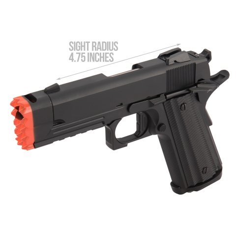 Golden Eagle IMF 3317 Hi-Capa 1911 Gas Blowback Airsoft Pistol w/ Muzzle Brake - BLACK